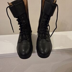 Calvin Klein Black Leather Lace-Up Boots